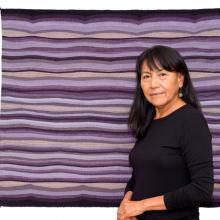 DY Begay with her tapestry Confluence of Lavender  © Kelso Meyer 2016